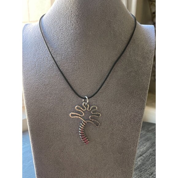 The Artist Jay palm tree pendant 9" black leather cord Southwestern large bold - Picture 2 of 8